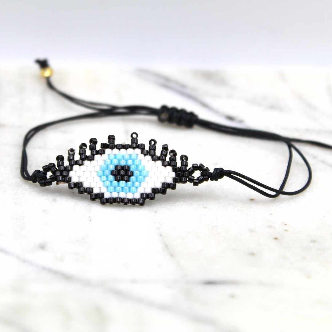 Beaded Evil Eye Cord Bracelet