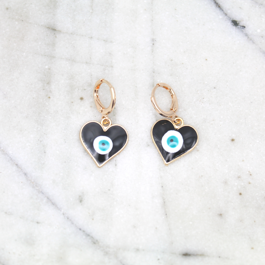 Heart Evil Eye Earrings