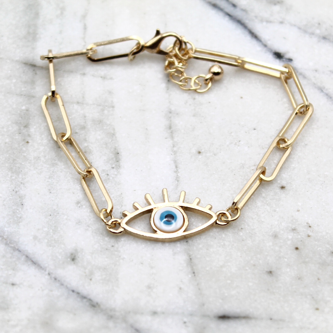 Gold Chain Evil Eye Bracelet