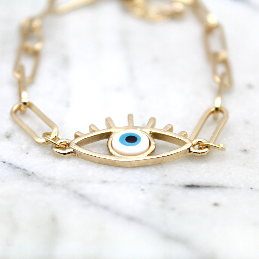 Gold Chain Evil Eye Bracelet