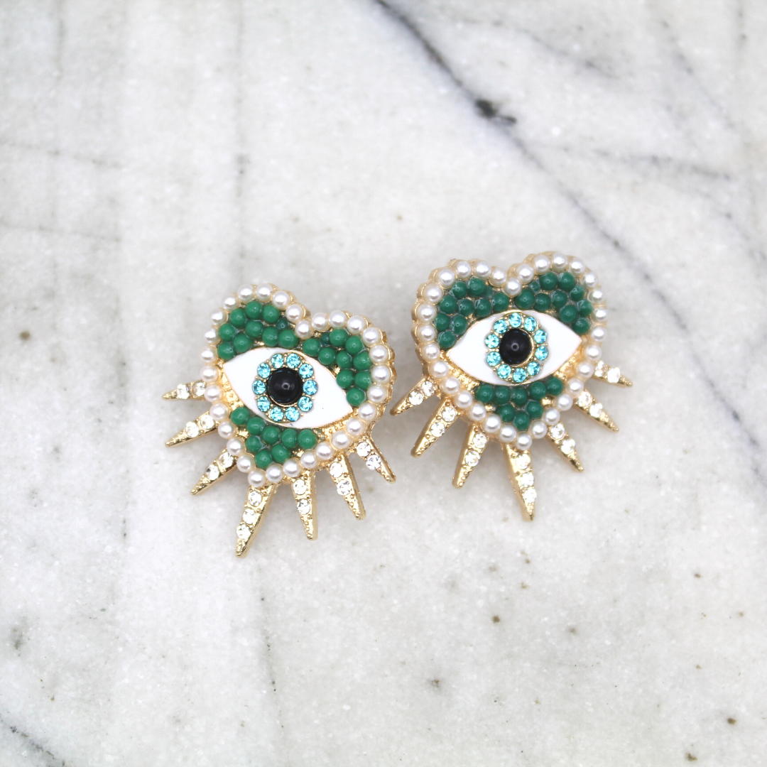 Heart Evil Eye Earrings