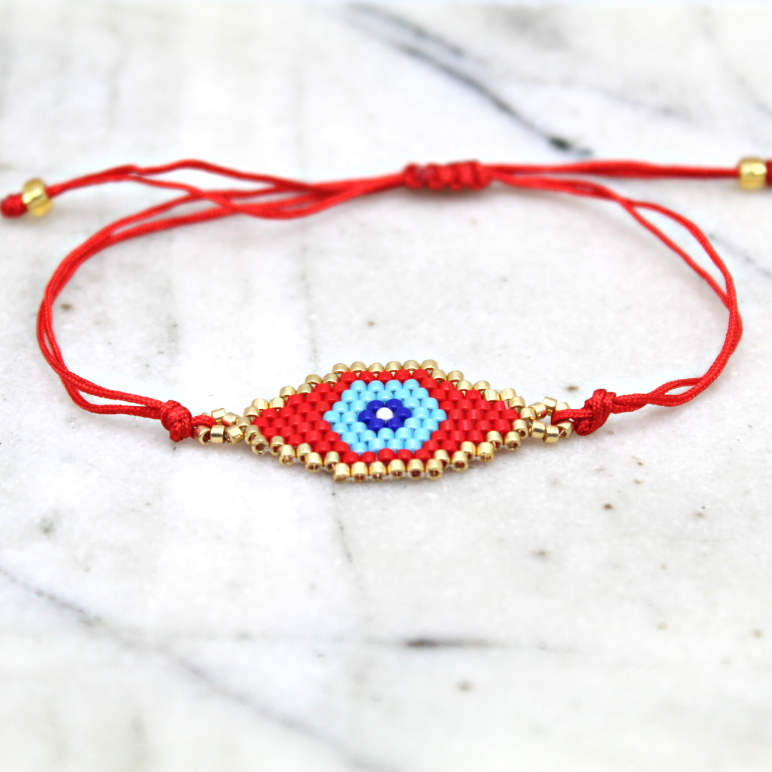 Beaded Evil Eye Cord Bracelet
