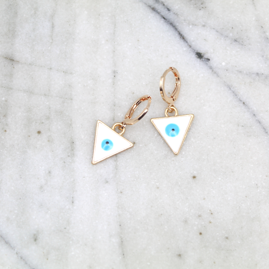 Triangular Evil Eye Earrings