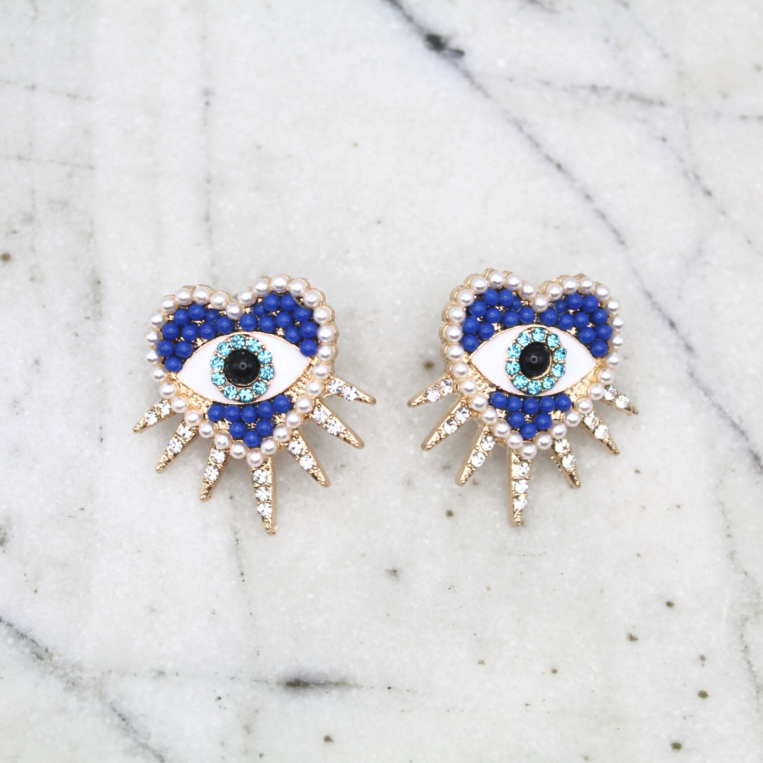 Heart Evil Eye Earrings