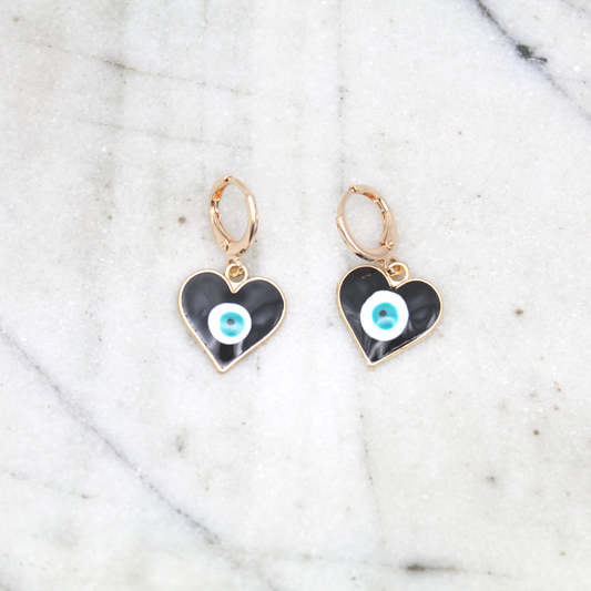 Heart Evil Eye Earrings