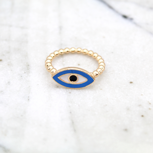Evil Eye Gold Rope Ring