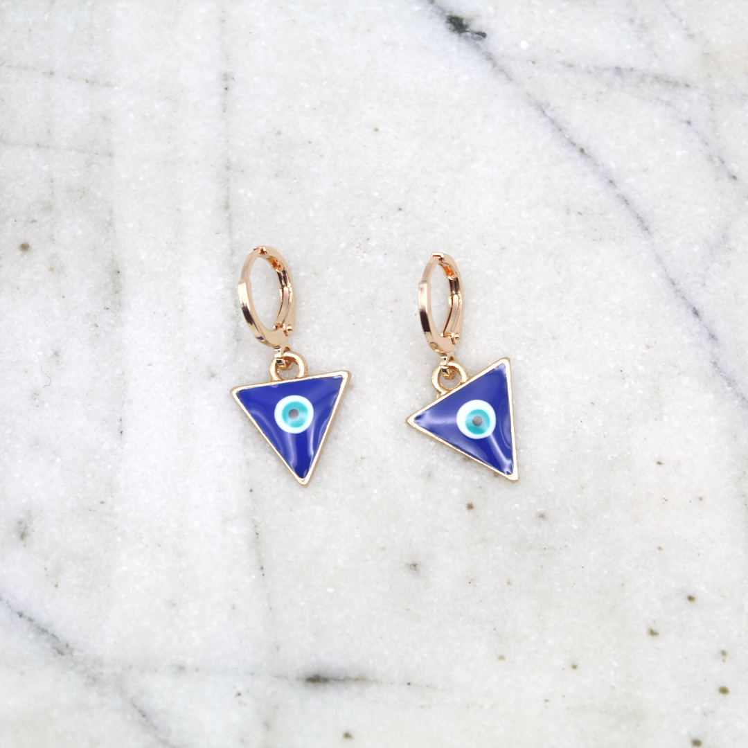 Triangular Evil Eye Earrings