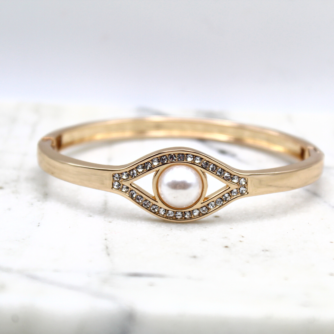 Pearl Evil Eye Gold Bracelet