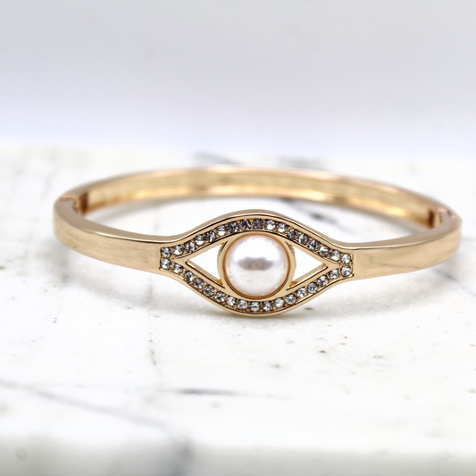 Pearl Evil Eye Gold Bracelet
