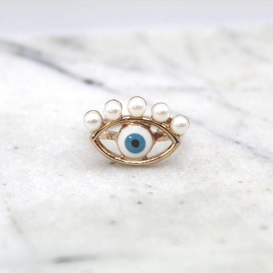 Pearl Evil Eye Ring