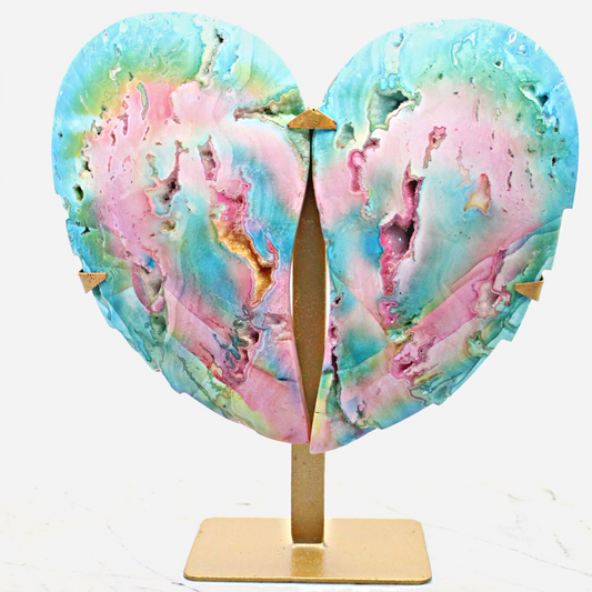 Rare Rainbow Snow Agate Druzy Wings Display
