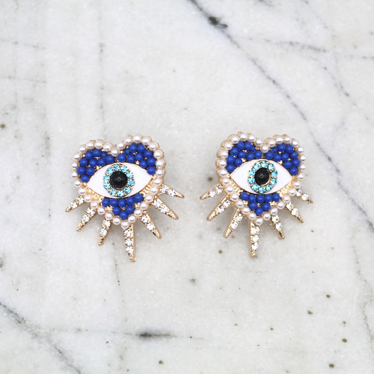 Heart Evil Eye Earrings
